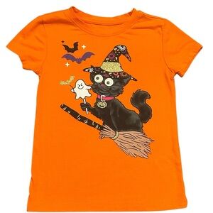 Way To Celebrate‎ Halloween Black Cat Witch Graphic T-Shirt Kids Size 4-5